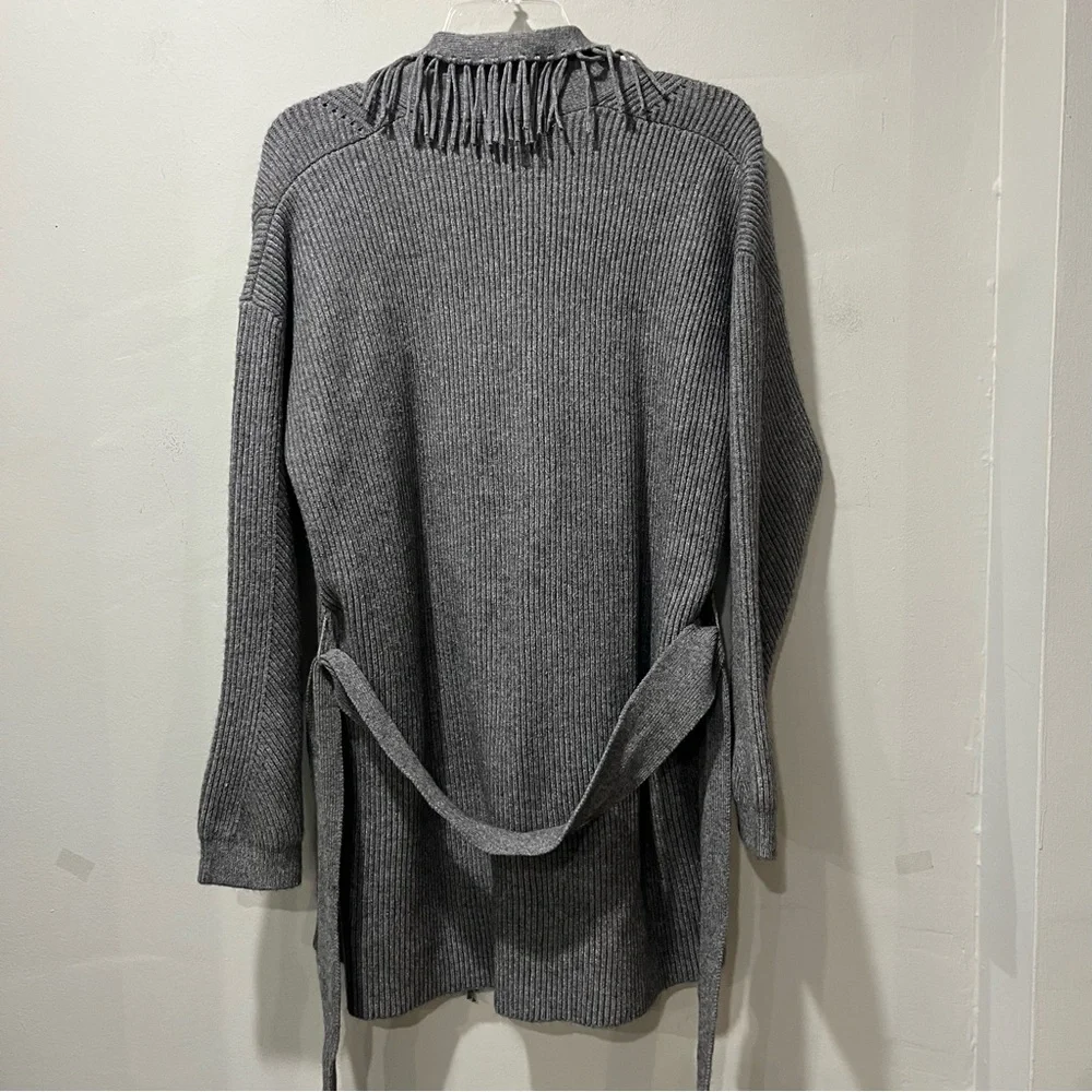 Splendid‎ Womens Gray Size Small Cora Fringe Wrap Jacket Cardigan Sweater Top